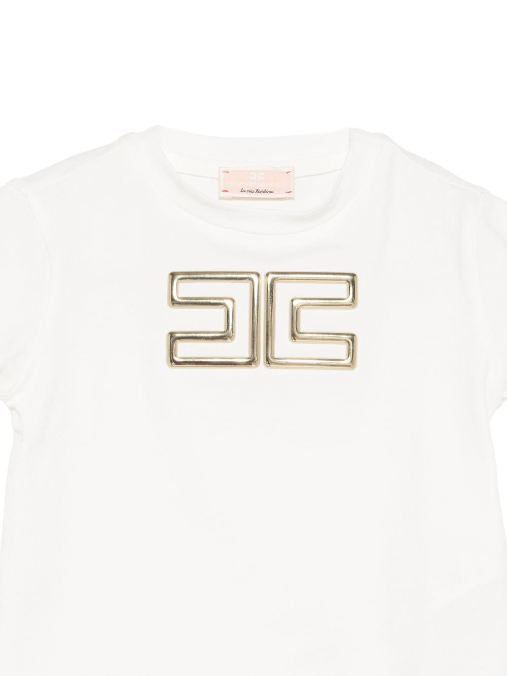 T-shirt per neonata Elisabetta Franchi La Mia Bambina bianca con dettaglio logo EGTS1070JE006 0115 ElISABETTA FRANCHI KIDS 