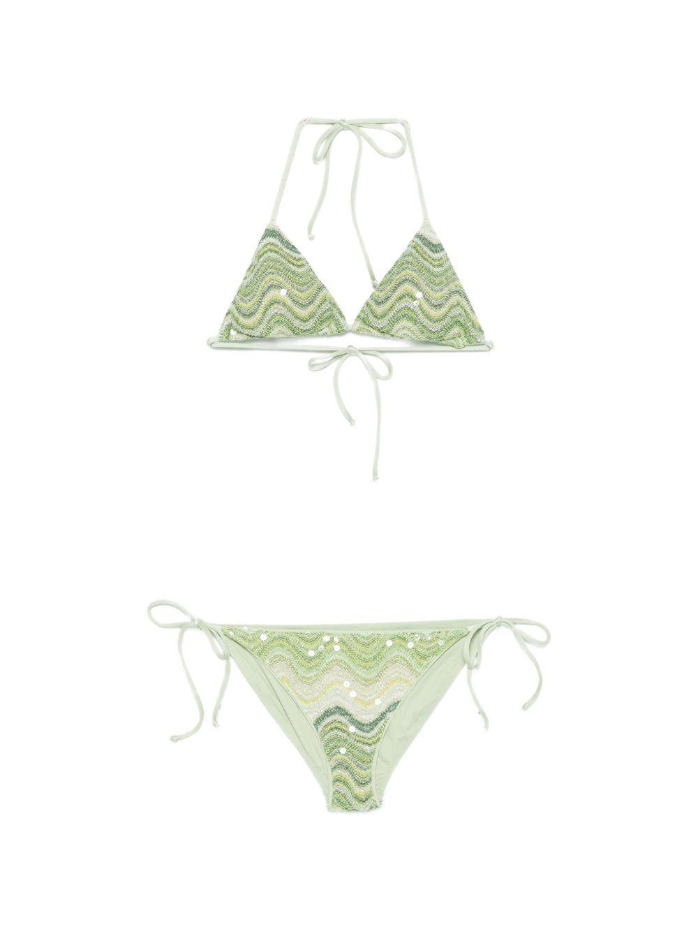 Bikini per donna MC2 Saint Barth verde a maglia a zigzag con paillettes VIR0001 01209L MC2 ST. BARTH 
