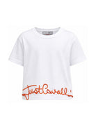 T-shirt per bambina Just Cavalli Kids bianca con logo sull'orlo JGP26084TS WHITE ROBERTO CAVALLI KIDS 