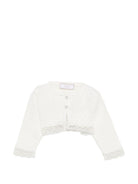 Cardigan per neonata Paz Radriguez bianco con finiture in pizzo 001-123245 6062 PaZ RODRIGUEZ KIDS 