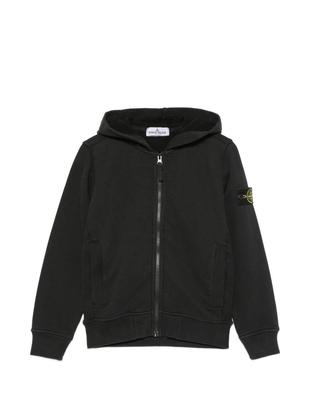 Felpa per bambino Stone Island Kids nera con distintivo Compass L2S166100006S0A20 V0029 STONE ISLAND KIDS 