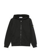 Felpa per bambino Stone Island Kids nera con distintivo Compass L2S166100006S0A20 V0029 STONE ISLAND KIDS 