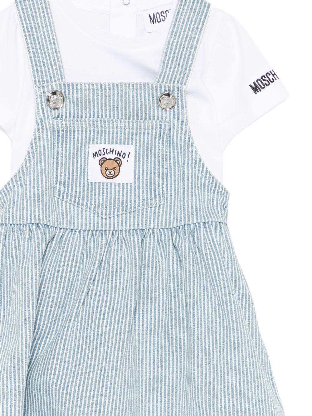 Set t-shirt e salopette per neonata Moschino Kids multicolor con Teddy sul davanti MDG01MLXE63 86816 MOSCHINO KIDS 