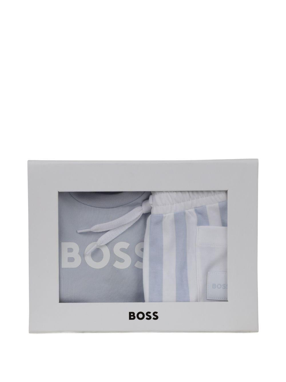 Set t-shirt con shorts per neonato Boss Kids azzurro con motivo a righe J53048 771 BOSS KIDS 