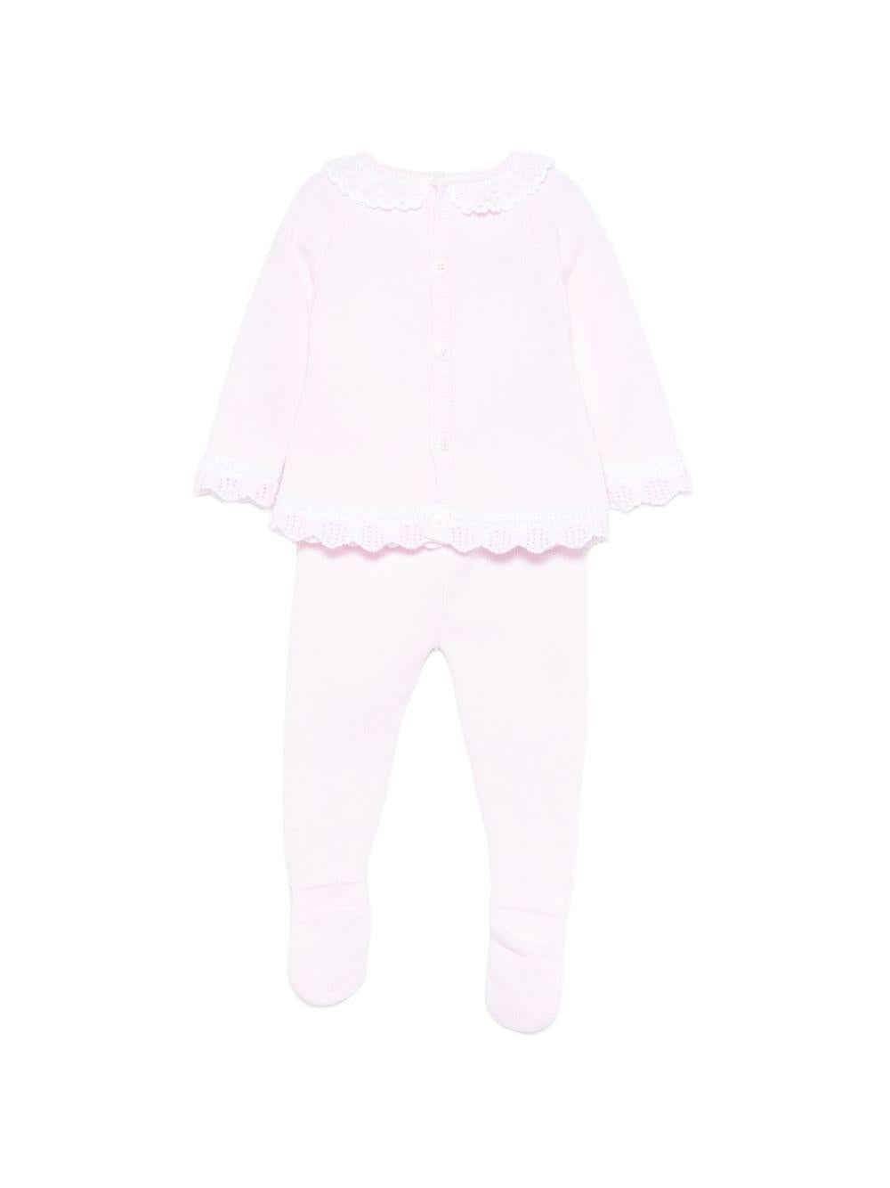 Set maglia con pantaloni per neonata Paz Rodriguez rosa con finitura in pizzo 103-123382 3701 PaZ RODRIGUEZ KIDS 