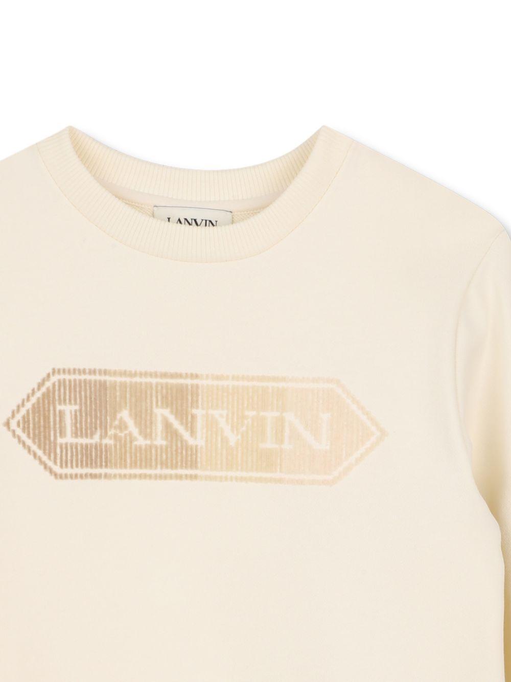 Felpa per bambino Lanvin Enfant beige con logo sul davanti N30367 519 LANVIN KIDS 