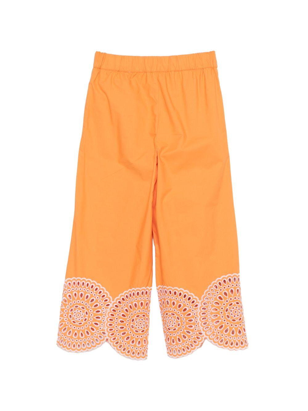 Pantaloni per bambina Stella McCartney Kids arancioni con orlo smerlato TY6E30 Z3459 465 STELLA McCARTNEY KIDS 