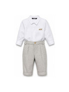 Completo per neonato Balmain Kids bianco e grigio con placca logo BZA300 I0341 806OR BALMAIN KIDS 