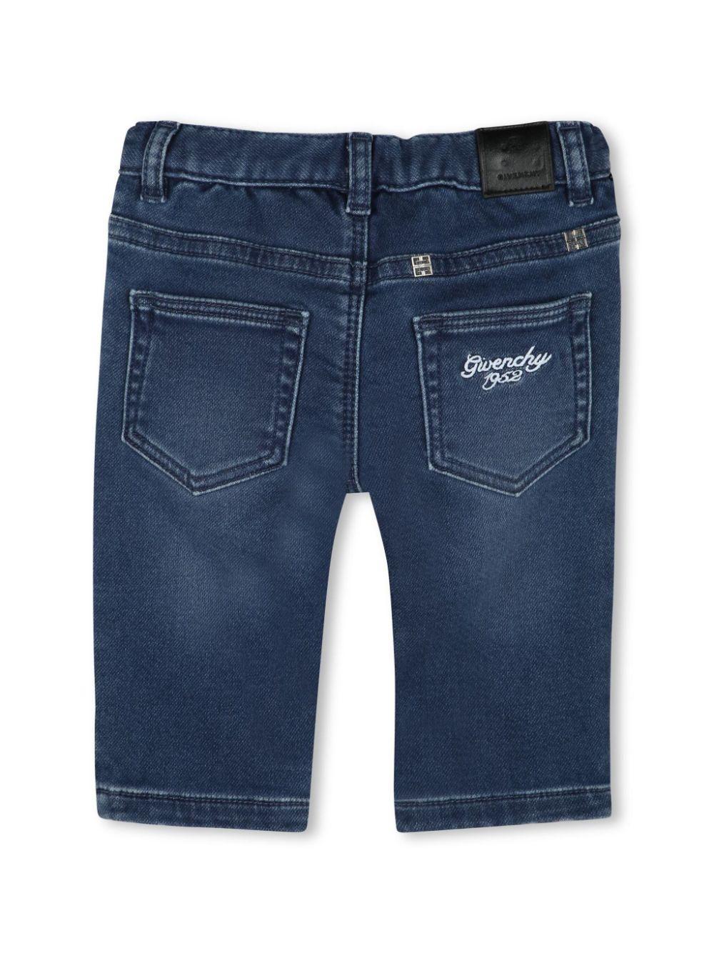 Jeans con ricamo per neonato Givenchy Kids blu con passanti H30634 Z10 GIVENCHY KIDS 