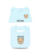 Set berretto e bavaglino per neonato Moschino Kids azzurro con motivo Teddy Bear MUY09NLCA40 40304 MOSCHINO KIDS 