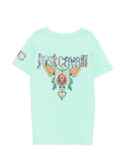 T-shirt per bambino Just Cavalli Kids acquamarina con dettaglio sole JBP26076TS GREEN O.W. ROBERTO CAVALLI KIDS 