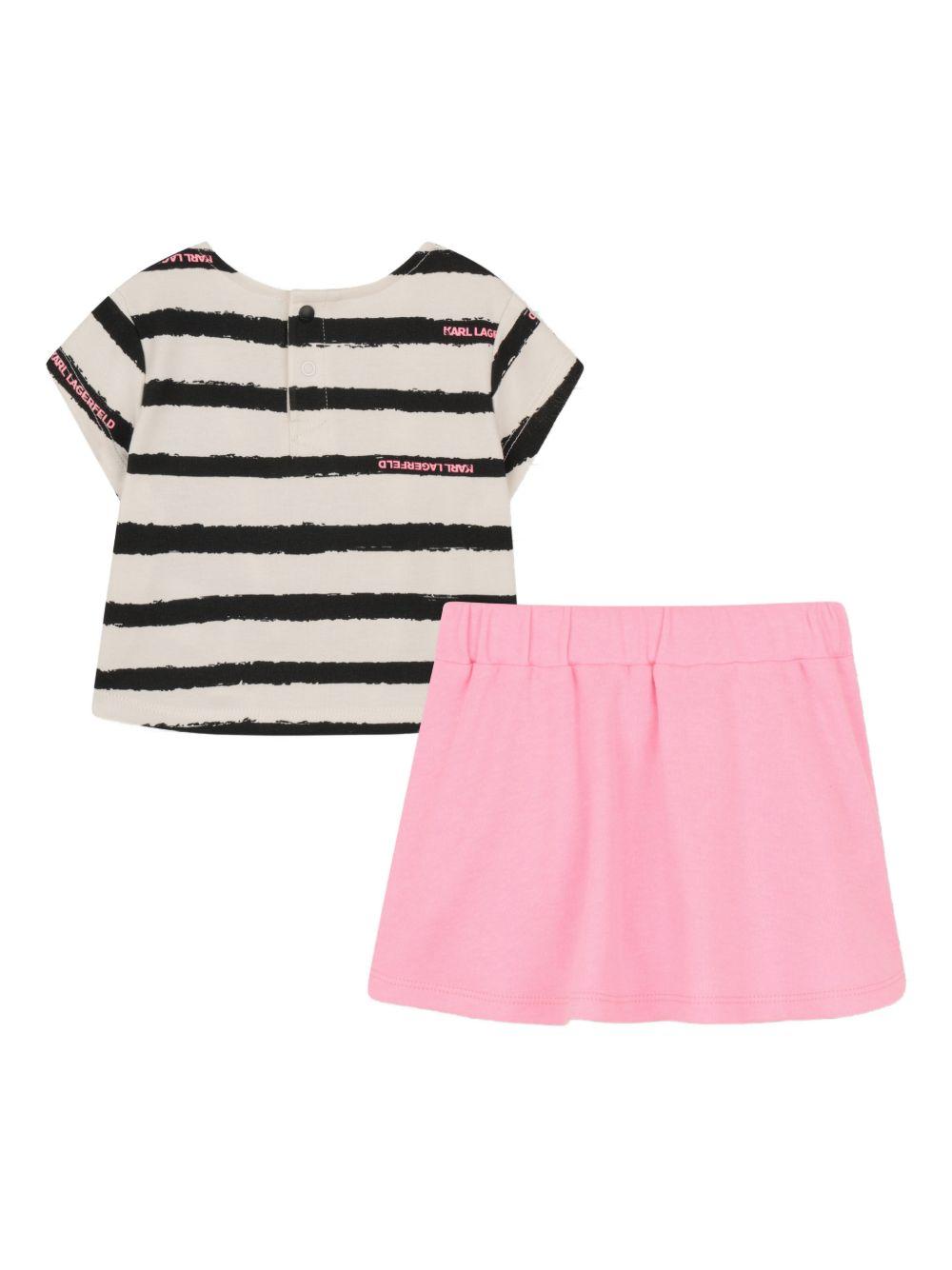 Set t-shirt e gonna per neonata Karl Lagerfeld Kids multicolore con stampa Ikon Choupette Z31065 462 KARL LAGERFELD KIDS 