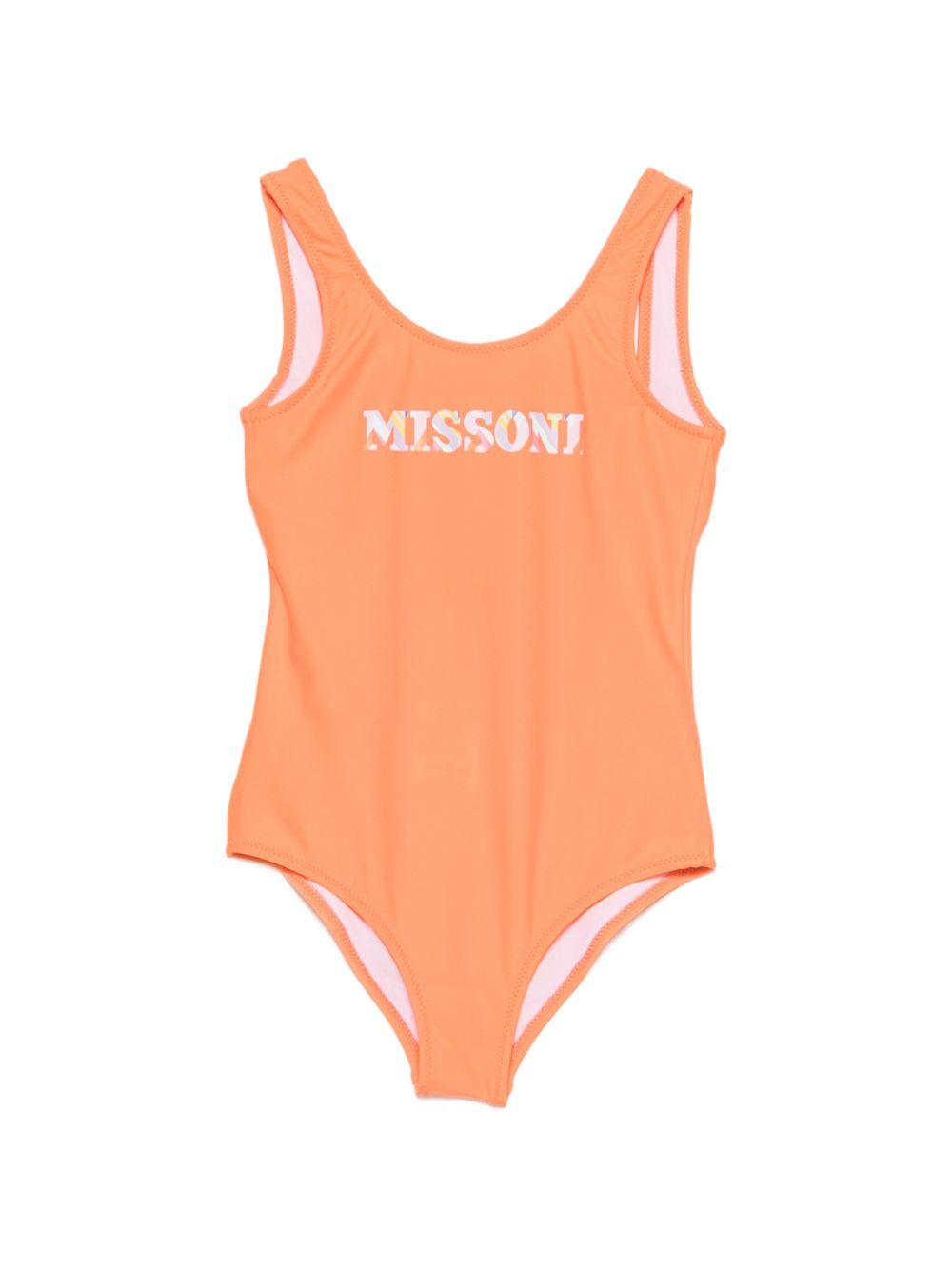 Costume intero da bambina Missoni Kids arancione con stampa logo MYCA69 Z0559 473 MISSONI KIDS 