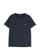 T-shirt per bambino Paul & Shark Kids blu con dettaglio squalo sul davanti WUM004LAA54 42370 PAUL & SHARK KIDS 