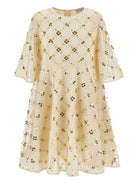 Abito per bambina Monnalisa beige con decorazione a paillettes 79G915RM 7782 0170 MONNALISA KIDS 