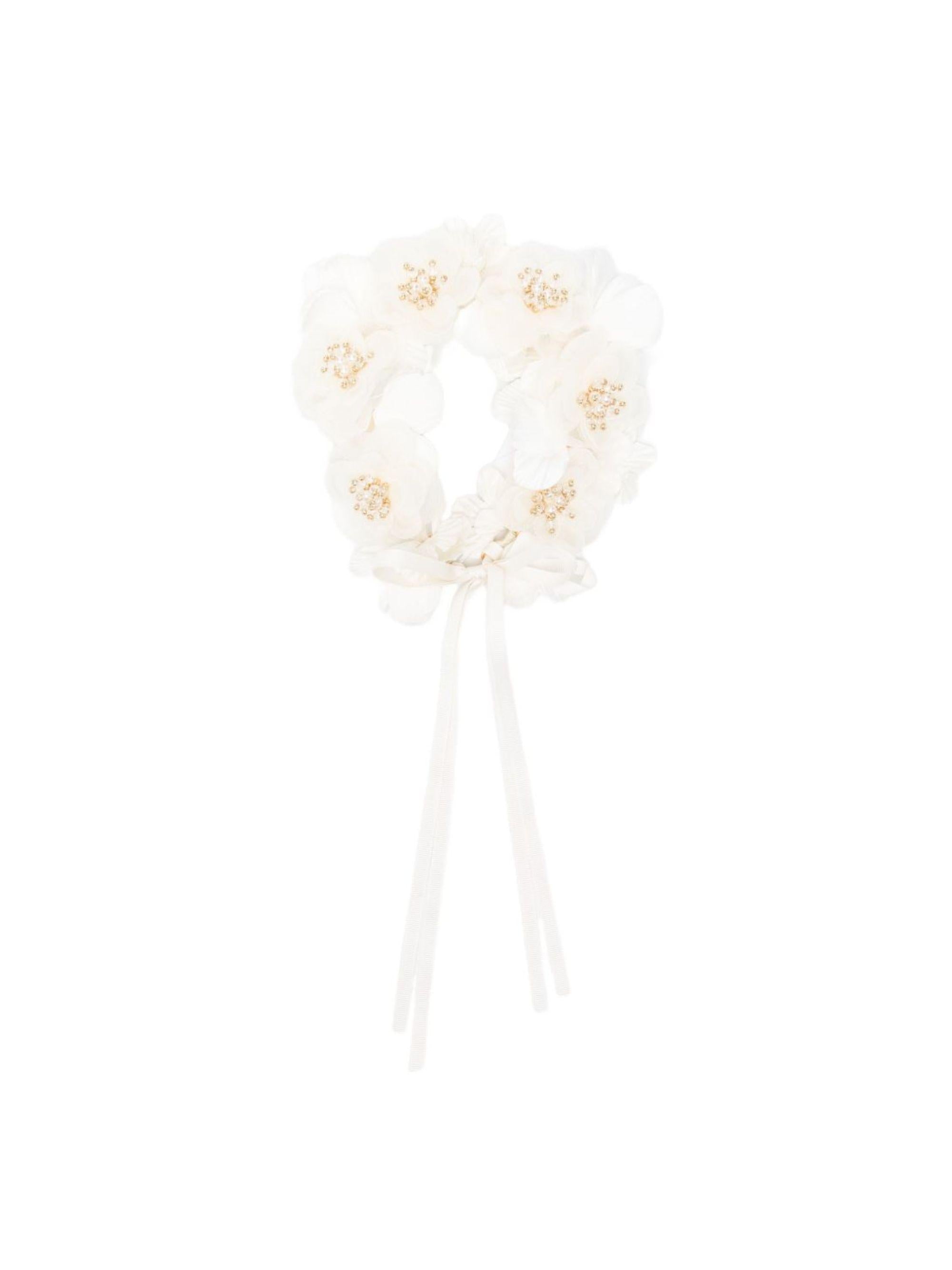 Cerchietto per bambina Bonpoint bianco con dettagli floreali S06GHAW00022 002 BONPOINT KIDS 