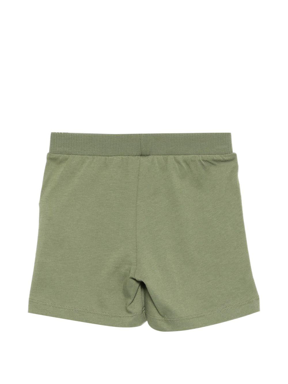 Shorts per neonati Moschino Kids verde con tre Teddy Bear sul davanti MUQ01ULAA17 30037 MOSCHINO KIDS 