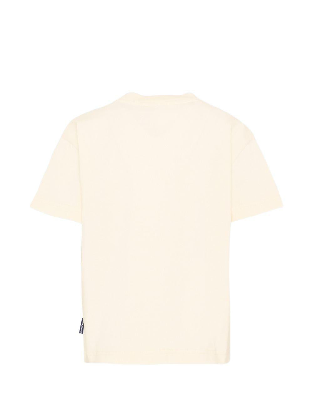 T-shirt per bambina Palm Angels Kids bianco con logo fucsia sul davanti PGAA002S26JER005 002 PALM ANGELS KIDS 