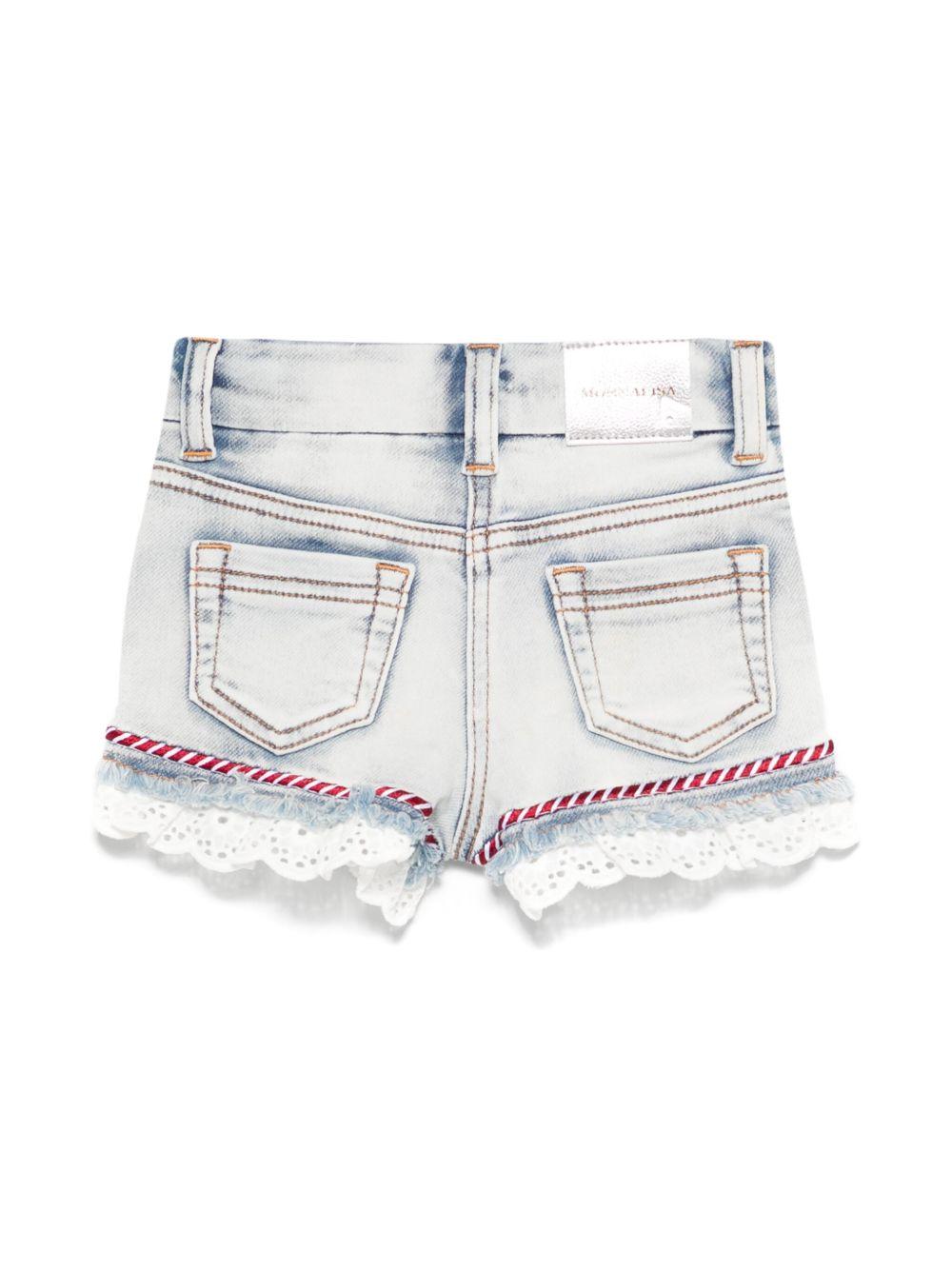 Shorts per neonata Monnalisa in denim con dettagli in pizzo 39E403 5020 0062 MONNALISA 