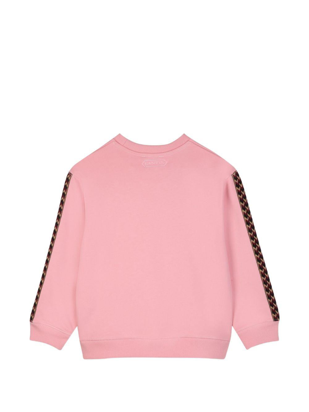 Felpa per bambini Lanvin Enfant rosa con ricamo logo sul davanti N30401 48N LANVIN KIDS 