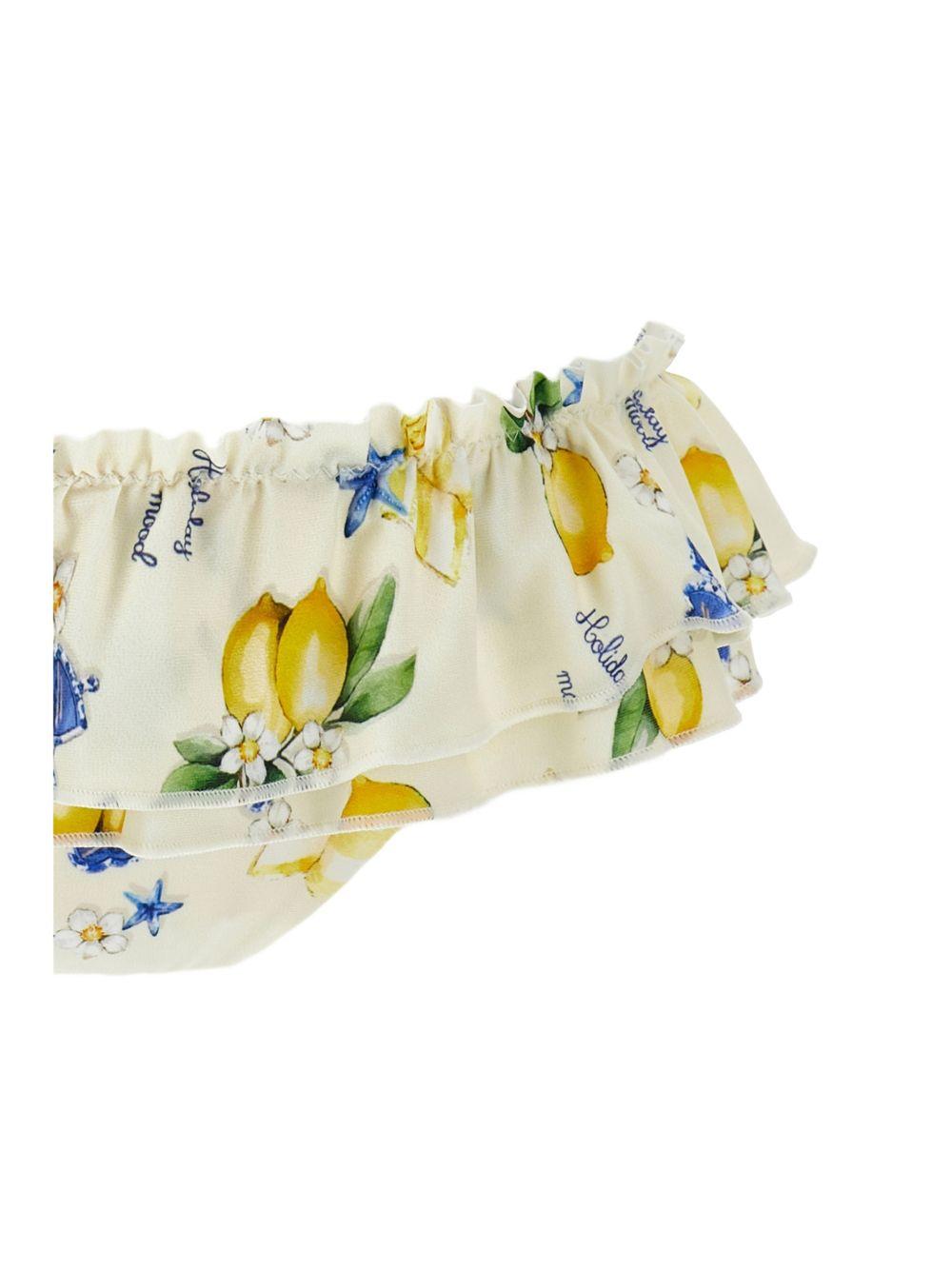 Bikini per bambina Monnalisa bianco con stampa limoni 19G006 7039 0014 MONNALISA KIDS 