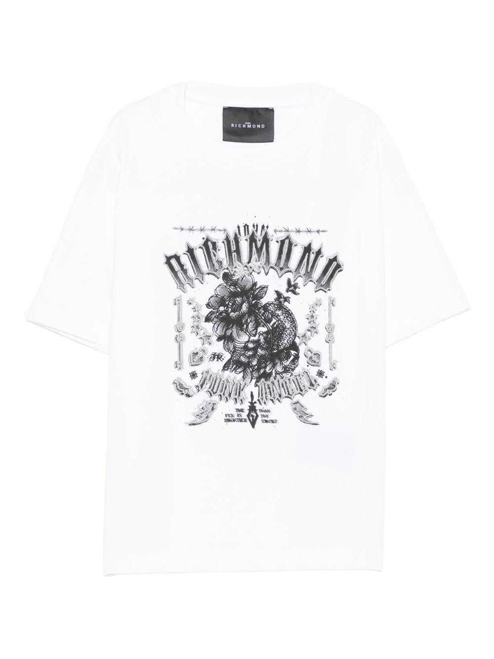 T-shirt per bambino John Richmond Junior bianco con stampa grafica RBA25026TS WHITE JOHN RICHMOND JUNIOR 