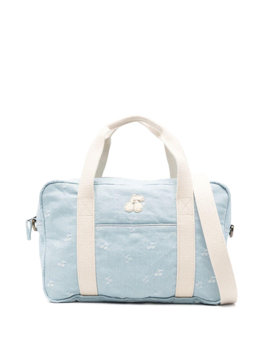 Borsa fasciatoio per neonati Bonpoint azzurra con logo ricamato all-over S06GBAW00011 610 BONPOINT KIDS 