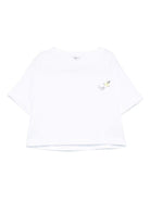 T-shirt per bambina Il Gufo bianco con ricamo con logo P25TS473MF001 151 IL GUFO 