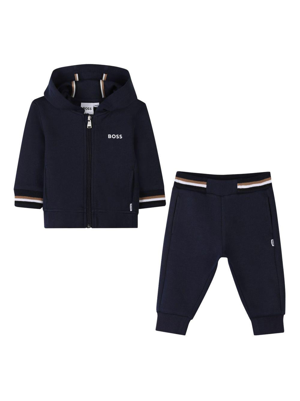Tuta sportiva con stampa per neonato BOSS Kidswear blu con dettaglio a righe J52126 849 BOSS KIDS 