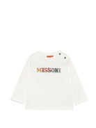T-shirt per neonato Missoni Kids bianca con dettaglio logo a zigzag MZ8310 Z3672 102 MISSONI KIDS 