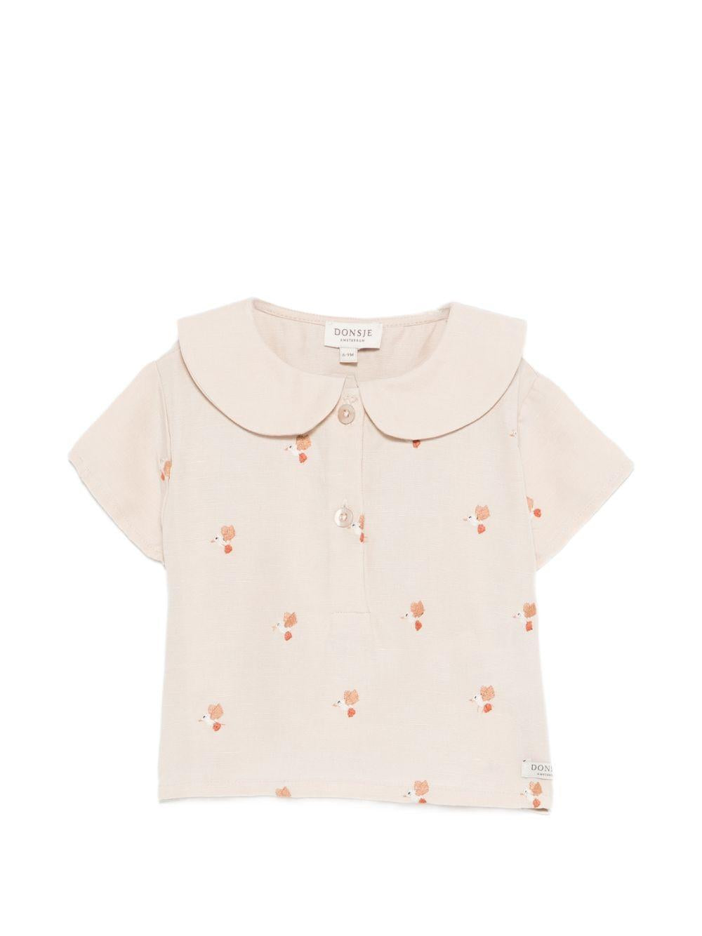 Top per neonata Donsje beige con stampa a colletto Peter Pan 4117001 00013 DONSJE KIDS 