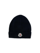 Berretto per neonato Moncler Enfant blu con ricamo toppa con logo sul davanti L19513B00006M2861 742 MONCLER KIDS 