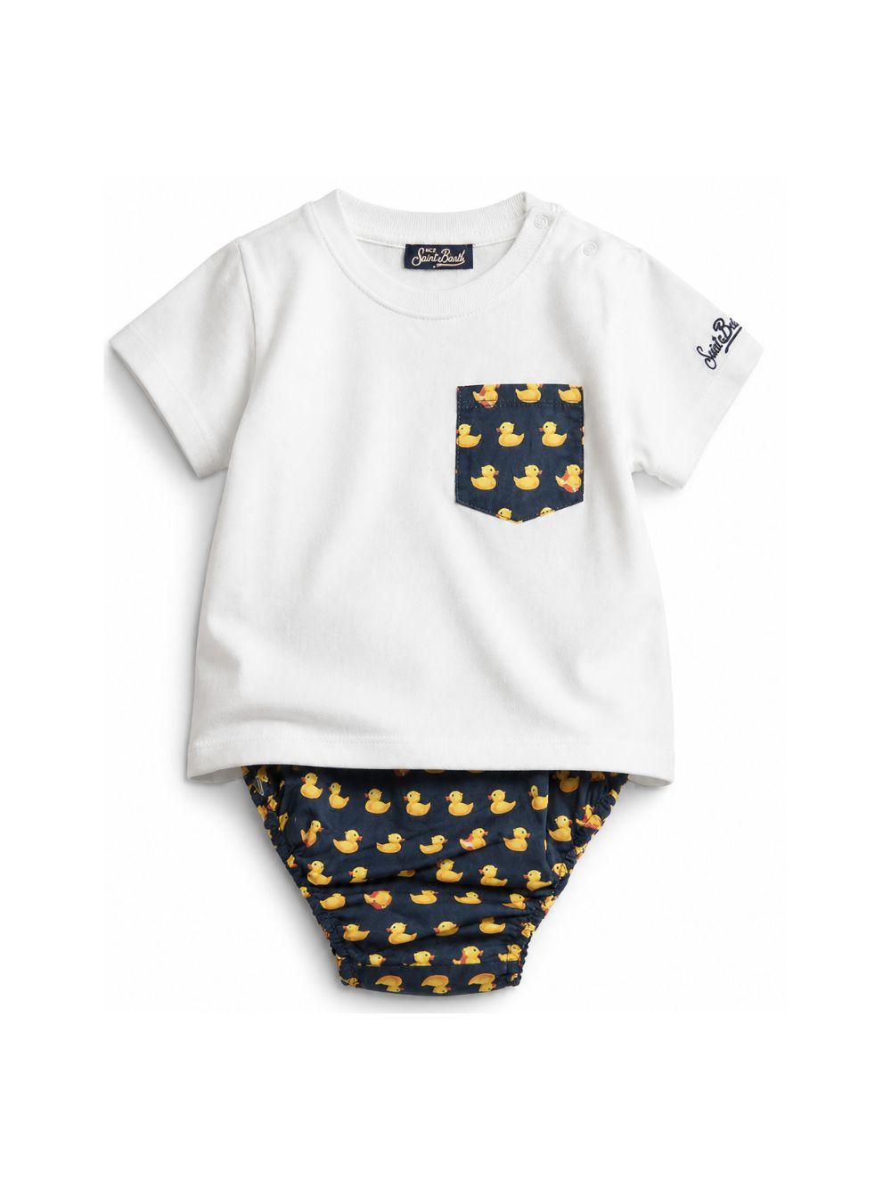 Set t-shirt e culotte per neonato MC2 Saint Barth Kids multicolore con stampa grafica papere SAMY001 03568L MC2 ST. BARTH KIDS 