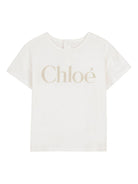 T-shirt per neonata Chloé Kids bianca con scritta logo C20910 117 CHLOE' KIDS 