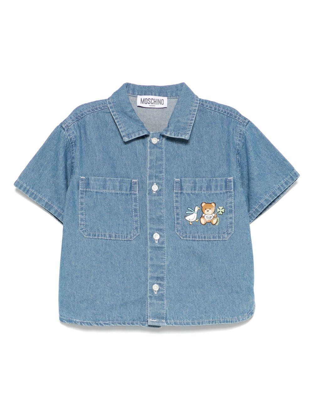 Camicia denim per neonato Moschino Kids indaco con chiusura con bottoni MUC01FL0E13 40933 MOSCHINO KIDS 