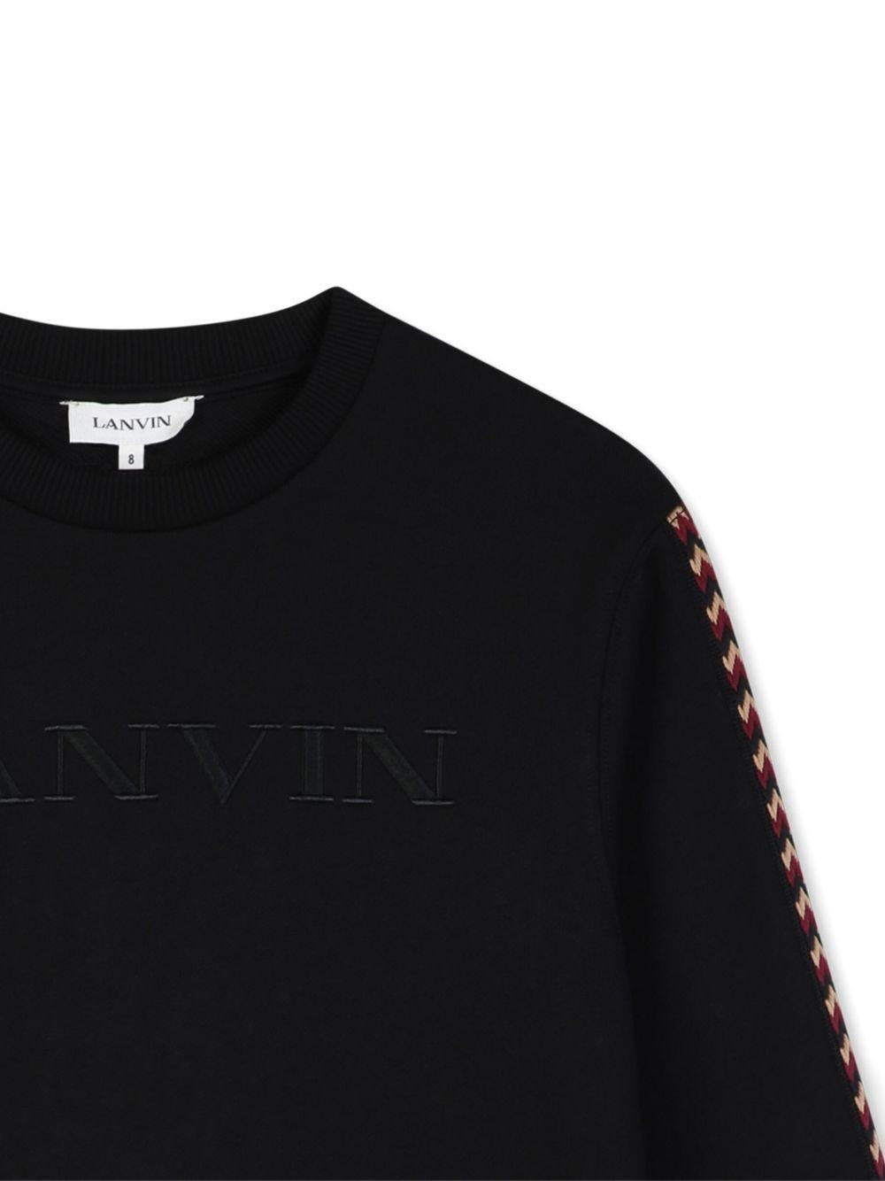 Felpa per bambini Lanvin Enfant nero con ricamo logo sul davanti N30401 09B LANVIN KIDS 