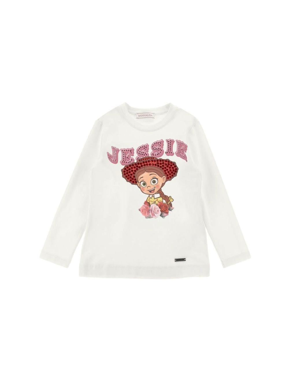 T-shirt per bambina Monnalisa Kids bianca con stampa grafica Jessie 19H602 8004 0001 MONNALISA KIDS 