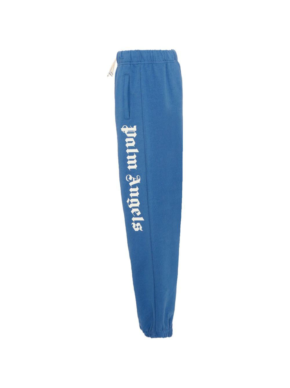 Pantaloni sportivi per bambino Palm Angels Kids blu con logo laterale PBCH008S26FLE001 060 PALM ANGELS KIDS 