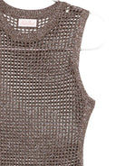 Abito lungo da donna Eileen MC2 Saint Barth marrone a maglia traforata EIE0001 09459L MC2 ST. BARTH 