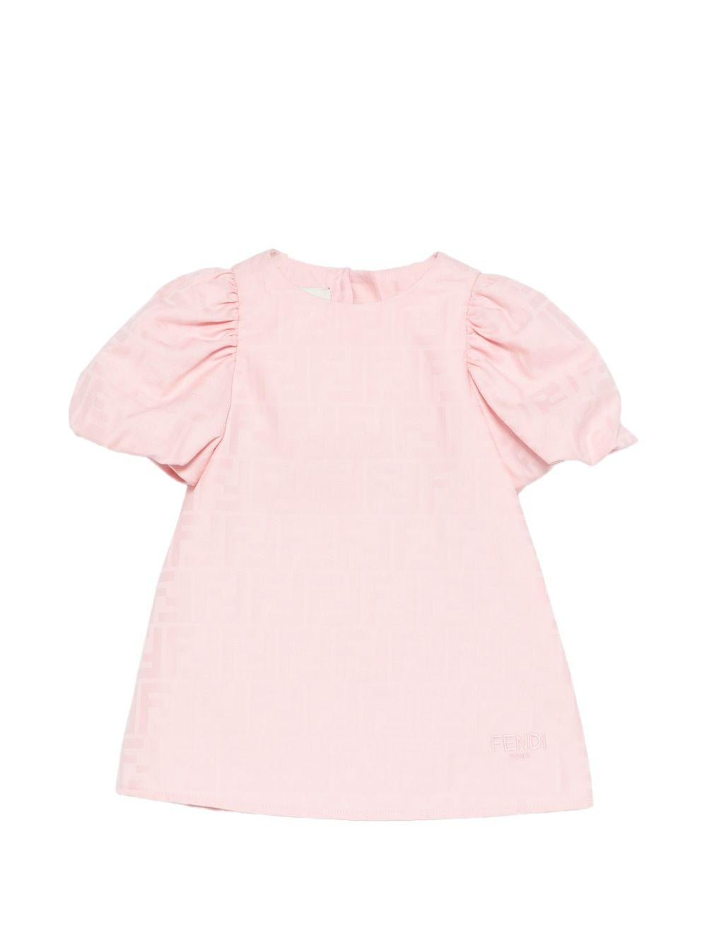 Fendi Kids pink baby girl dress with balloon sleeves - 06M