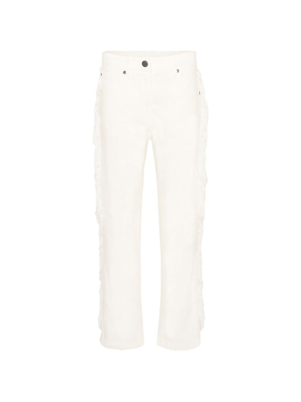 Pantaloni per bambina Stella McCartney Kids bianchi con dettaglio frange sui lati TZ6A50 Z0156 101 STELLA McCARTNEY KIDS 