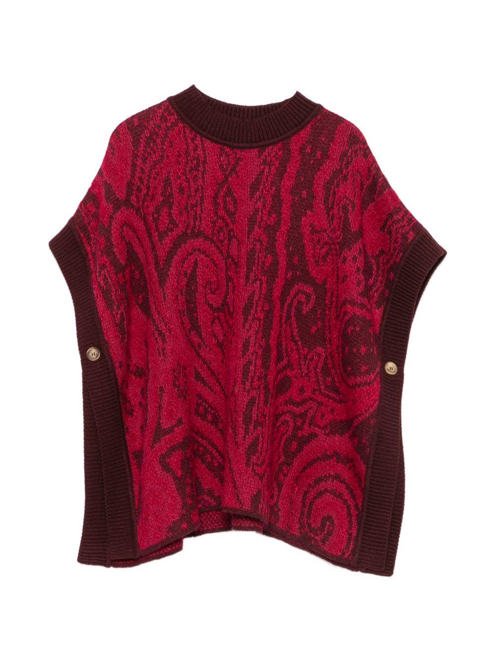Poncho per bambina Etro Kids rosso con stampa paisley GZ2A23 W0234 562 ETRO KIDS 