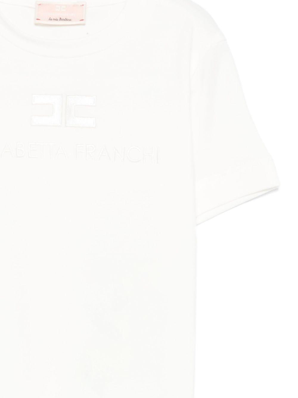 T-shirt per neonata Elisabetta Franchi La Mia Bambina bianco con logo ricamato EGTS0980JE006 0000 ElISABETTA FRANCHI 