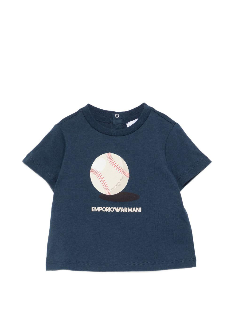 T-shirt per neonato Emporio Armani Kids blu con stampa grafica pallina da tennis EB001081 AF14503 UB096 EMPORIO ARMANI KIDS 