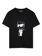 T-shirt per bambini Karl Lagerfeld kids nera con stampa Ikonik Karl Z30957 09B KARL LAGERFELD KIDS 