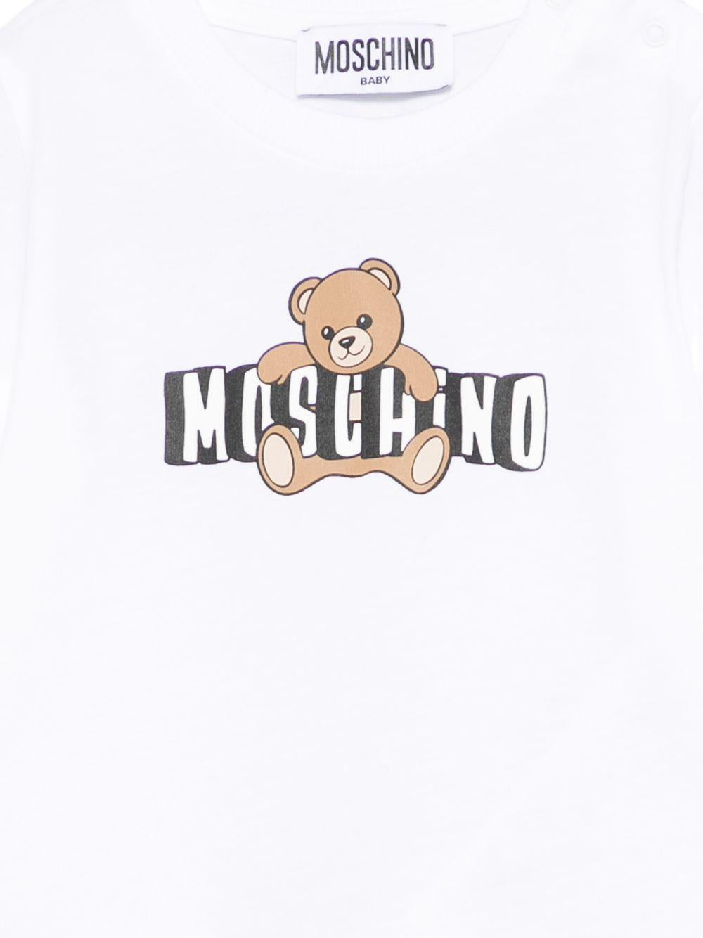 T-shirt per neonati Moschino Kids bianca con logo sul davanti MUM04PLAA03 10101 MOSCHINO KIDS 