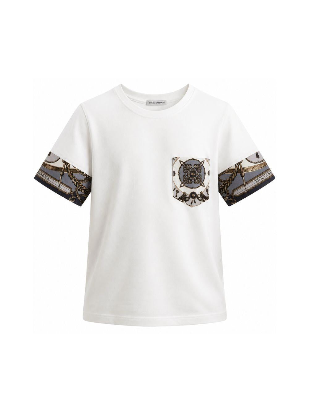 T-shirt per bambino Dolce & Gabbana Kids bianca con tasca applicata L4JTJV II7JW HT5XB DOLCE & GABBANA KIDS 