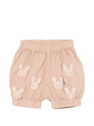 Shorts per neonati Donsje beige con ricamo conigli 3029808 00018 DONSJE KIDS 