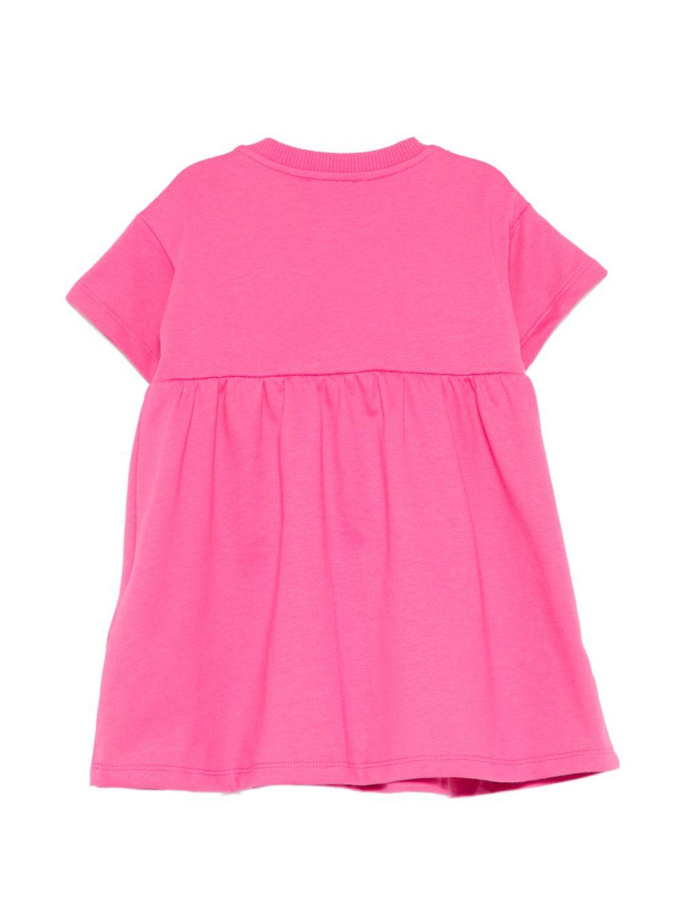 Abito per neonata Moschino Kids fucsia con stampa Teddy Bear sul davanti MDV0DGLCA19 50533 MOSCHINO KIDS 