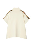 Mantella in lana per bambini Burberry Kids bianca con cerniera e finiture a quadri 8129144 A5933 BURBERRY KIDS 
